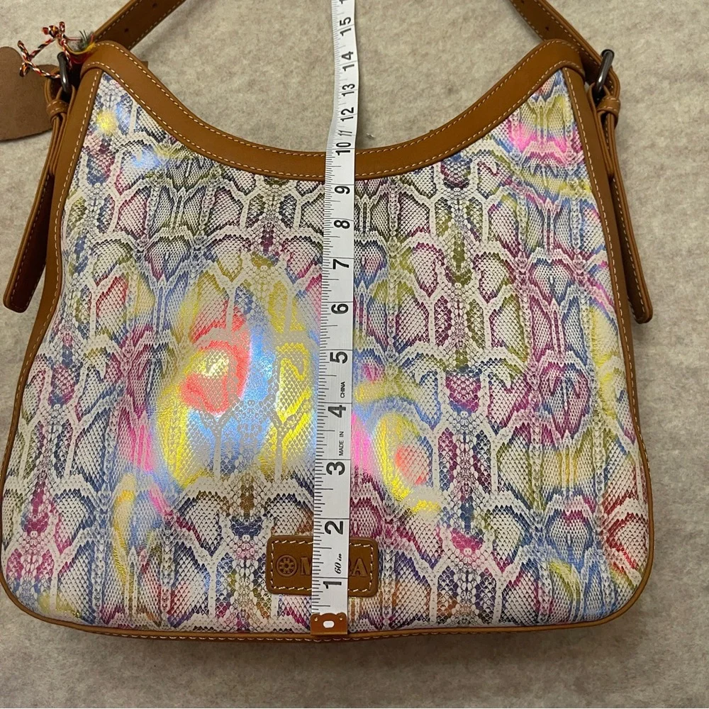 MYRA Desert Snow Animal Print Multicolor and Brown Leather Shoulder Zip Purse